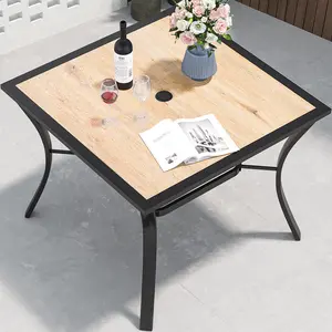 Yitahome Square Patio Outdoor Dining Table Lawn Garden Porch with Umbrella Hole
