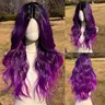 SMILCO 24'' Ombre Purple 13x3 Long Curly Layer Cutted Glueless Natural Hairline 100%Futura Fiber Synthetic Lace Front Wig SM9026 Long Curly Layer Cutted Glueless Natural Hairline 100%Futura Fiber Synthetic Lace Front Wig