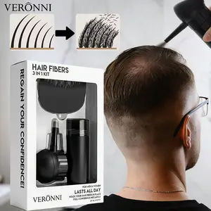VERONNI Hair Thickening Fiber Powder Set, includes spray nozzle, hair thickening fiber powder, and comb, allowing you to create a natural, voluminous, dense hairstyle quickly and precisely, say goodbye to baldness concerns, unisex, long-lasting and won’t