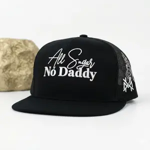 All Sugar No Daddy Funny Trucker Hat for Women - Sassy Trendy Graphic Mesh Back Snapback Cap - Premium Embroidered Breathable Adjustable Cotton Baseball Hat - Unique Streetwear Fashion Gift