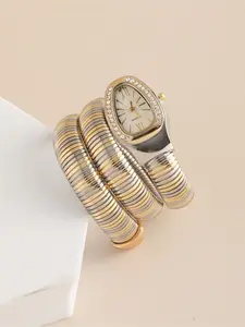 1count Women's Watches Snake Shape Diamond Watch For Women Luxury Ladies Gold Watch Analog Quartz Watch With Flexible Alloy Strap