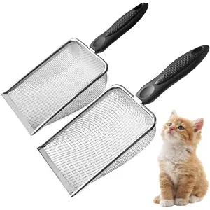 2-Pack Stainless Steel Reptile Substrate Scooper Set - 2mm & 5mm Fine Mesh Cat Litter Shovel, Excreta Sifting Tool for Bearded Dragon Sand Bedding tiktokshopspringglowup