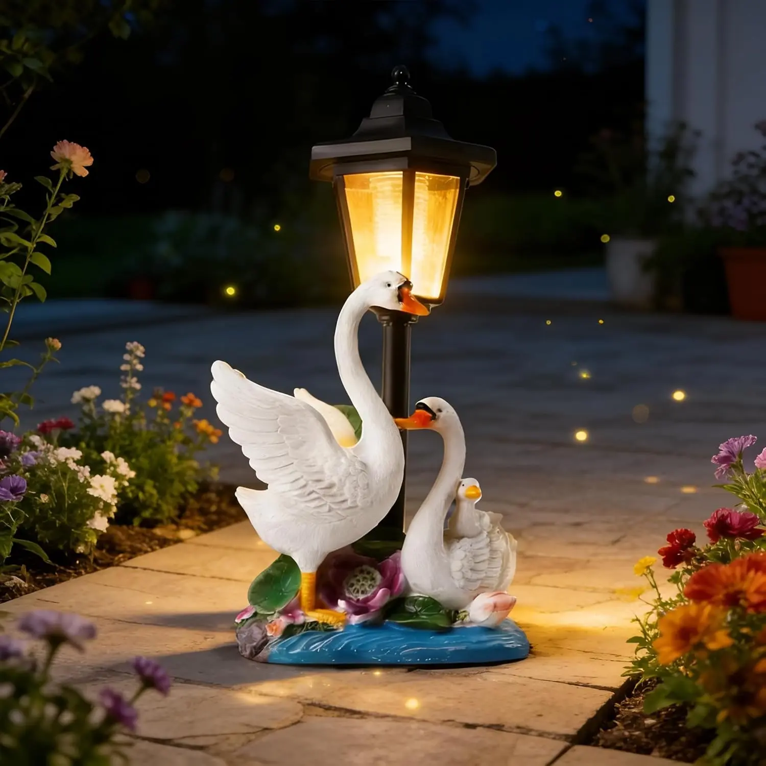 Solar-powered Pink Flamingo Garden Lamp, Solar Outdoor Lights, Used for Channel Landscape, Garden Statue Decoration