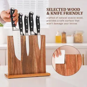 Acacia Wood Home Kitchen Magnetic Knife Block Holder Magnetic Stands with Strong Enhanced Magnets Multifunctional Storage