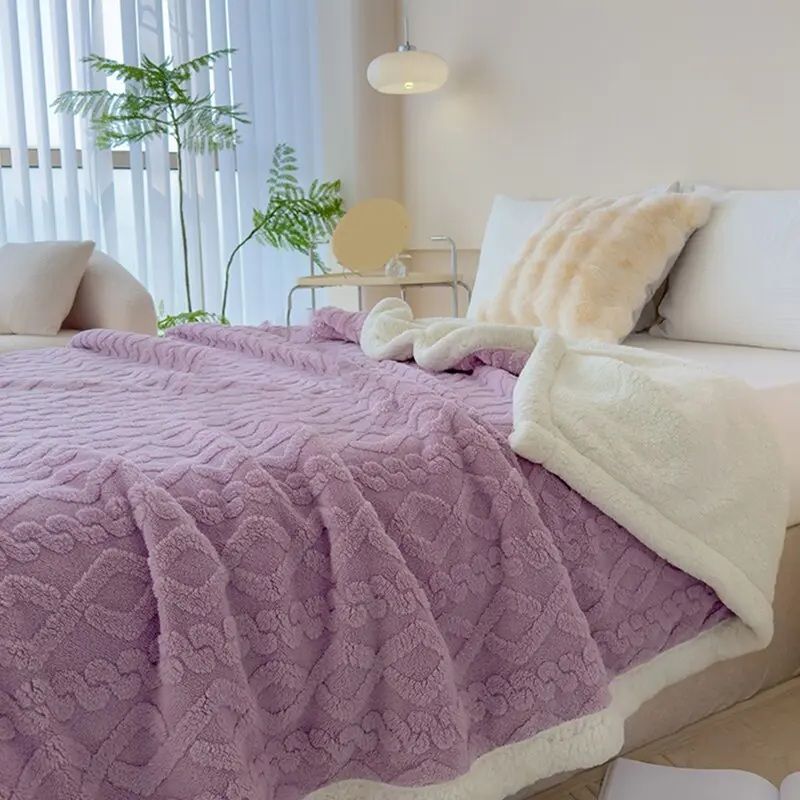 King Queen Tufted Soft Comfy Thick Warm Blanket, Fashion Diamond Texture, Cozy Textured Blanket, Dual-Sided Plush Warm, Skin-Friendly Comfort, Anti-Static, High-Quality Portable Sleep Blanket, Soft Warming Blanket, Soft Cozy Blanket