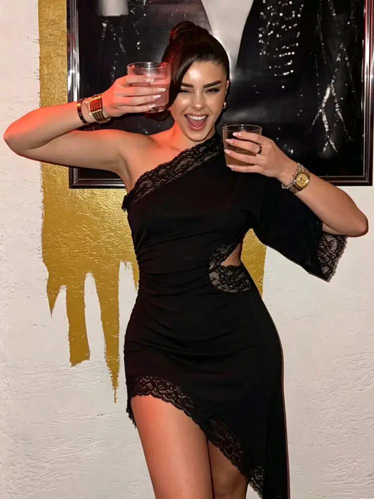 Elegant Lace Backless Mini Dress