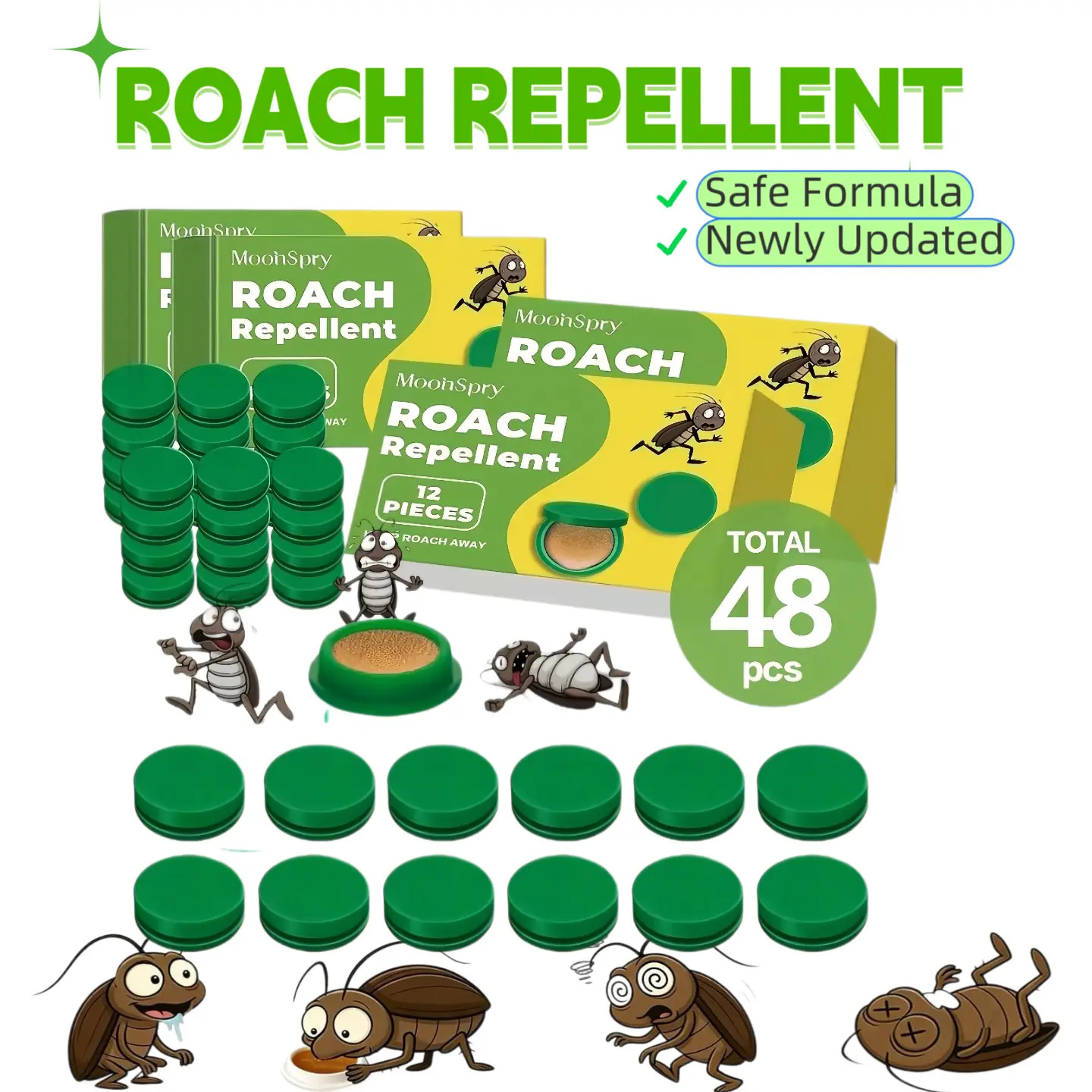 Indoor roach bait gel and trap, 48 pieces, roach killer -home outdoor pest control dragonfly bug repellent bearspray advion cockroach