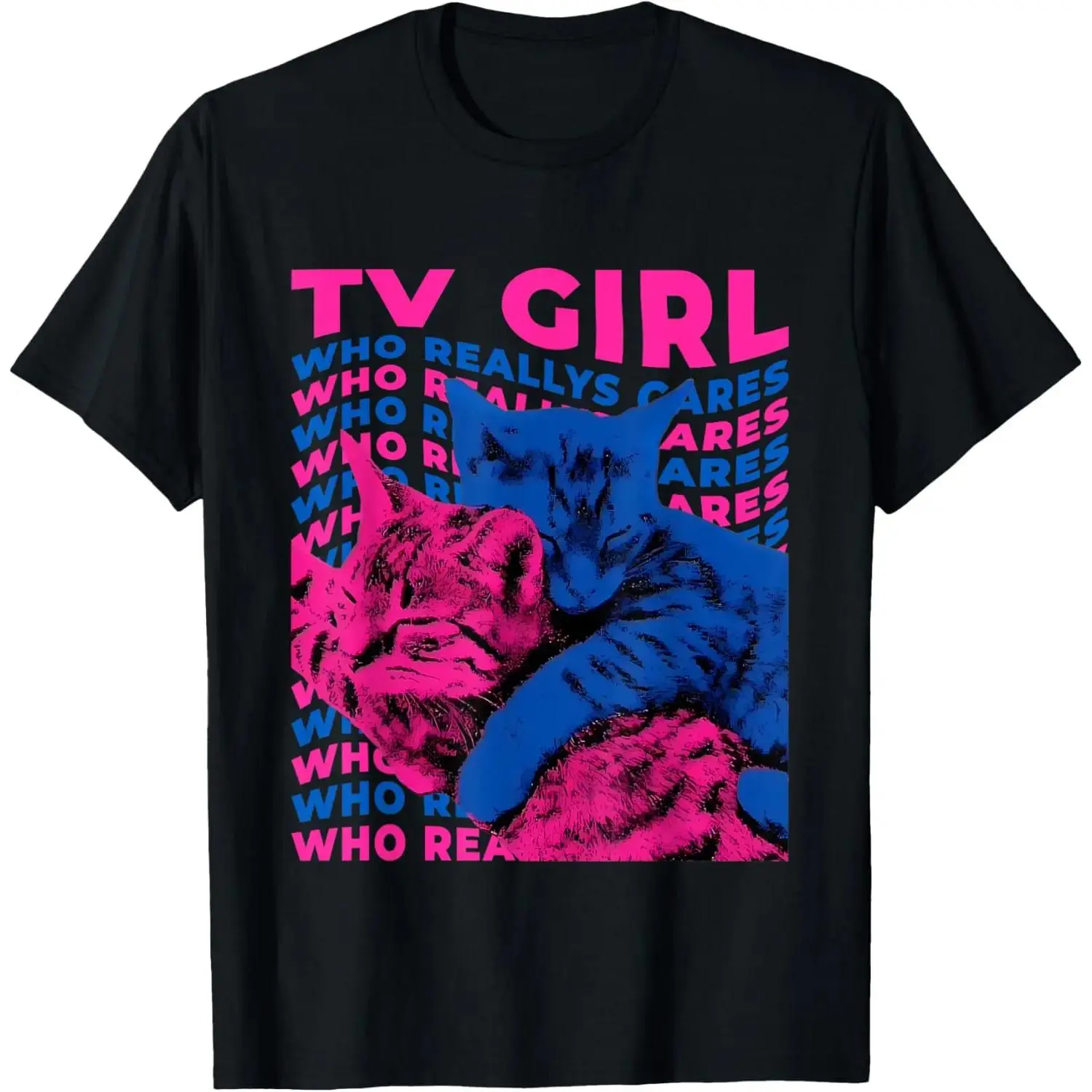 Cotton TV Girl Graphic Short-Sleeve Sports Top - Everyday T-Shirt Featuring French Exit, Who Really Cares, Cat Album Designs, Shortsleeve, Tshirt, Streetwear, Women