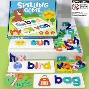 Wooden Letter Matching Puzzle Set, Word Recognition, Spelling Practice, Memory Enhancement, Alphabet Pairing Learning Game, Wooden Educational Toy