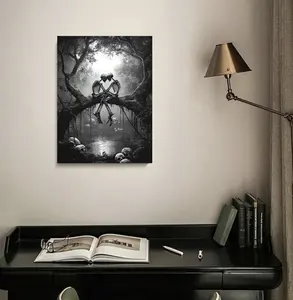 Till Death Forever Skeleton Lovers  Art – Dark Gothic Aesthetic Canvas Print quote kitchen Canvas  Art Poster manga wall artwork print