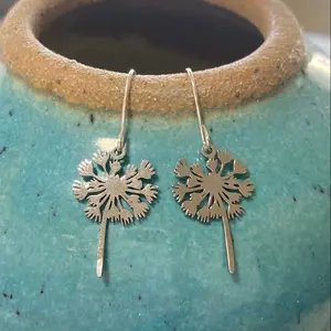 Charm earrings - dandelion fluff, stainless steel, hypoallergenic