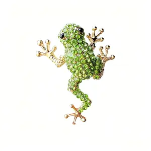 Fashionable Alloy Full-Diamond Versatile Frog Brooch, Cartoon Animal Enamel Chest Flower Jewelry for Clothes Accessories