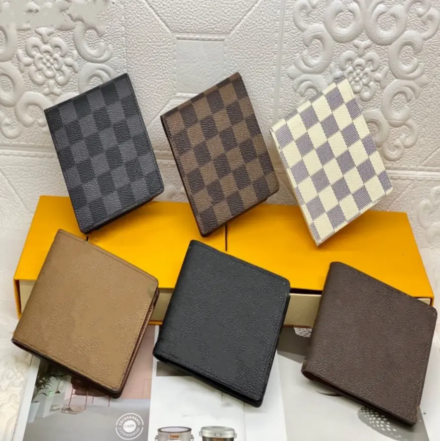 Classic Checkered Bifold Wallet Slim Leather Card Holder Purse Fashion  Printed Front Pocket Minimalist Billfold Organizer Gift for Men