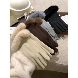 New Fleece Lined Cycling Gloves, Warm Winter Riding Mitts, Casual Loose-Fitting Design, Plain Pattern, Fall & Winter Accessories, Outdoor Activity Gloves