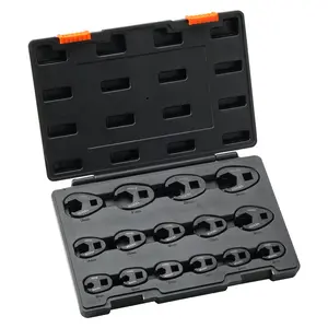 【Spotlight Day】VEVOR Crowfoot Wrench Set, 1/2" and 3/8" Drive 15-Piece Crows Foot Wrench Set with PP Storage Case, Metric 8-24 mm, CRMO Steel and Manganese Phosphate Finish, for Mechanical Maintenance and Repairs