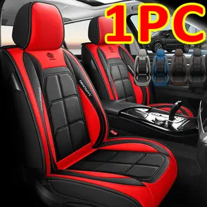Waterproof Leather Car Seat Covers - 1PC Red & Black Design for Enhanced Protection and Style, Durable & Easy Clean, Single Piece Fits Various Car Models