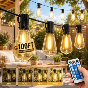 【GLEAM】100FT Solar String Lights, Waterproof & Shatterproof, 8 Modes with Dusk to Dawn and Dimmable, Great for Patio, Porch, or Garden.