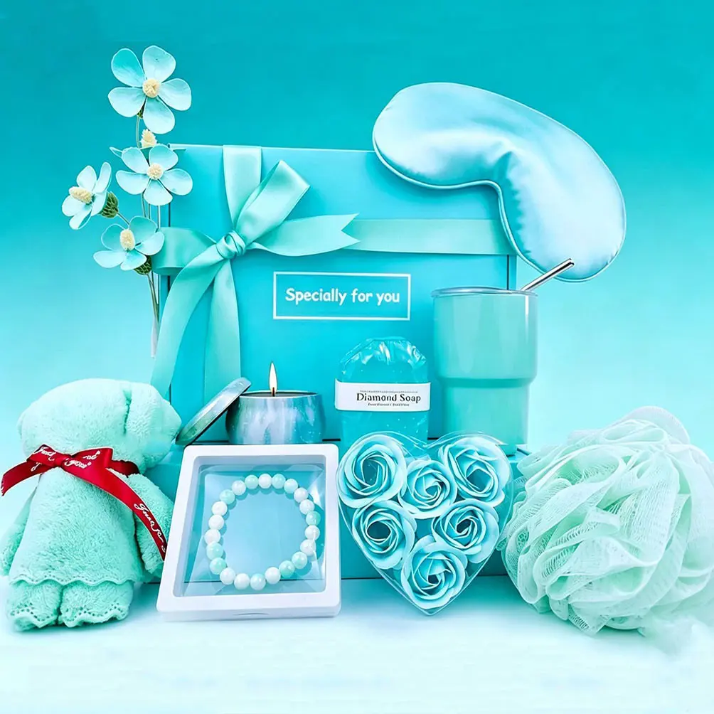 8-Piece Light Blue Luxury Creative Relax Gift Set for Women, Best Friends Gifts, Perfect for Mother's Day, Birthday, Valentine's Day, Ideal for Gifting, With Bowknot