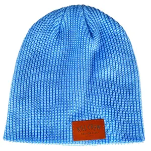 Kill Crew Leather Patch Beanie - Stylish Beanie with Leather Patch Design - Comfortable Fit for Casual Wear Skull Cap