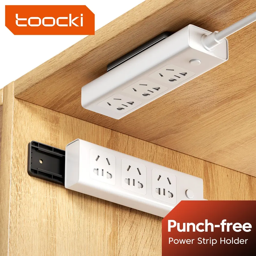 Toocki Wall-Mounted Sticker Punch-free Plug Fixer Self-Adhesive Socket Fixer Cable Wire Organizer Seamless Power Strip Holder Vertical or horizontal