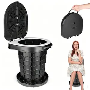 2026 New Upgrade Retractable Portable Toilet Foldable with Soft Cushion Height Adjustable Travel Toilet for Car Camping Toilet Porta Potty for Adults and Kids, Portable Toilet for Camping