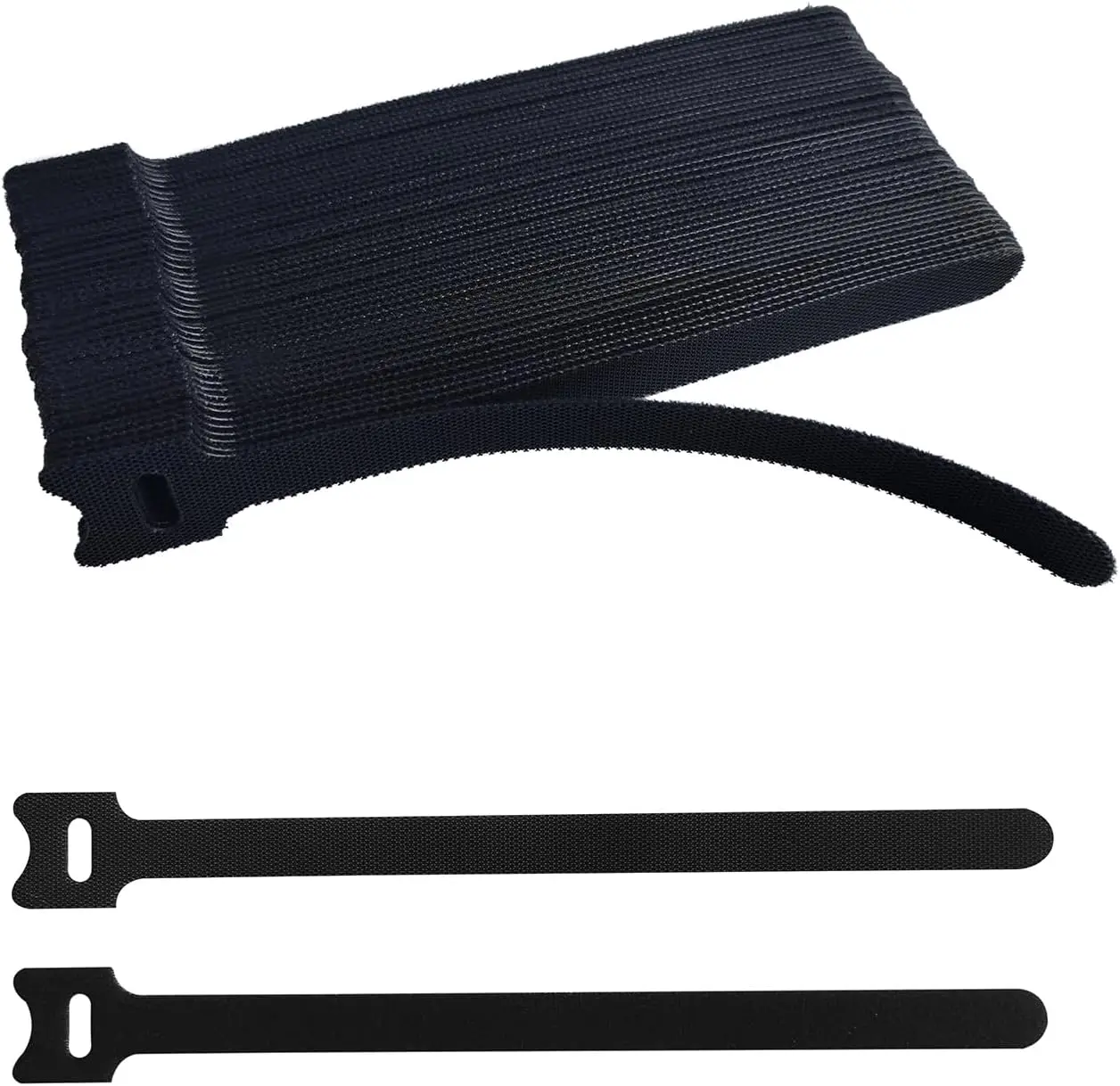 60 PCS 8-Inch Black Reusable Hook-and-Loop Cable Ties, Multi-Purpose Adjustable Cord Straps for Home & Office Cable Organization, Electrical Wire Management Organizer