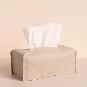 Aesthetic Rectangle Tissue Box Cover Medium Flat Rectangular Tissues Holder Light Taupe
