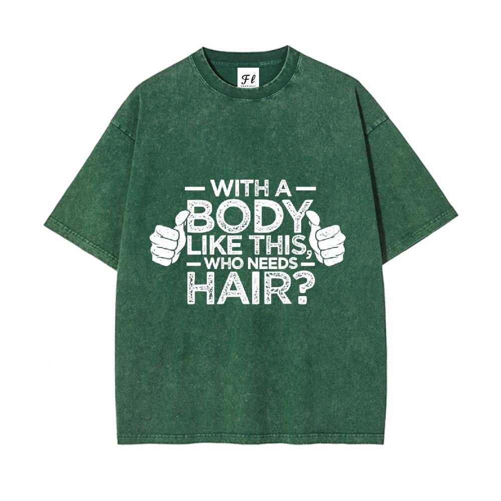 Vintage 260g Heavy Cotton Washable Direct Spray Funny Graphic T-Shirt Breathable Relaxed Fit For Proud Bald Dads