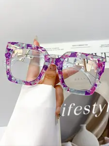 New Fashion Bohemian Large Frame Square Stylish Eyeglass, High-Quality Temple Decoration, Trendy Street Style, Unisex Daily Wear, High Quality Eyeglasses, Stylish Square Frames