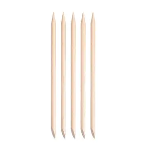 5PCS Orange Wood Nail Sticks Double Sided Cuticle Pusher Remover Multi Functional Orange Wood Cuticle Sticks Manicure Pedicure Tool With Clear Storage Tube
