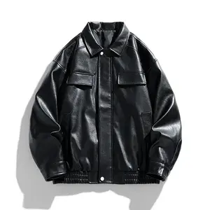 Casual and fashionable men's jacket, fashionable loose leather coatRAIMENTRY