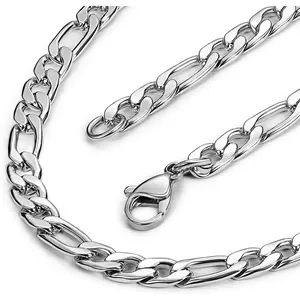 Jstyle 18 Inch Figaro Chain Necklace for Men and Women - Hypoallergenic Surgical Steel, Comfort Fit, High Polished Curb Necklace