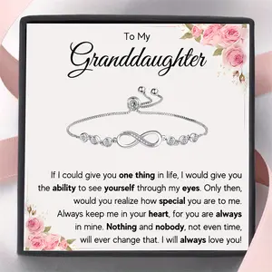 To My Granddaughter, Birthday Gift From Grandma，Granddaughter Infinity Love Bracelet Gift, Birthday Gift, Christmas Gift, Gift Card With Text And Gift Box Packaging.