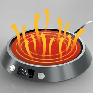 P-P Mug Warmer: Keep drinks cozy, candles glowing! 3 temps, auto shut off, LED lights – fits all mugs, perfect for desk & home.