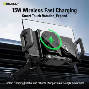 Wireless Car Charger Mount Smart Auto-Clamping, 15W Fast Charging Phone Holder for Car, Sturdy Dual Motor 360° Rotation Air Vent Mount Safe Driving, Compatible with iPhone 17 16 15 Pro Max, Samsung Galaxy Z Fold Flip S24, Android Smartphones