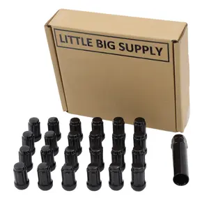 Little Big Supply™ Black Acorn Lug Nut Set (24 pc set) with Splined Socket Key (12x1.5 mm)