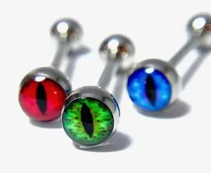 1pc Snake Eye 316L Surgical Steel Barbell Tongue Tounge Ring 14g 5/8" (16mm)