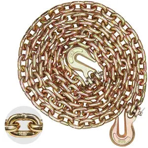 G80 Transport Binder Chain, 5/16" x 10.3' Tow Chain with Clevis Grab Hooks, 4900 lbs Safe Working Load, Heavy Duty Trailer Logging Chain for Transporting Towing Truck Tie Down Binding Equipment