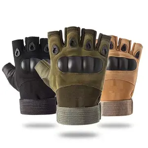 Fingerless Gloves, Knuckle Protective Breathable Lightweight Outdoor Gloves for Hunting, Shooting, Climbing, Motorcycling