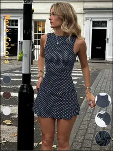 Women's Polka Dot Print Dress Sleeveless Tank Dress for Summer, Fashion Women's Clothes for Daily Wear, Casual Everyday Wear