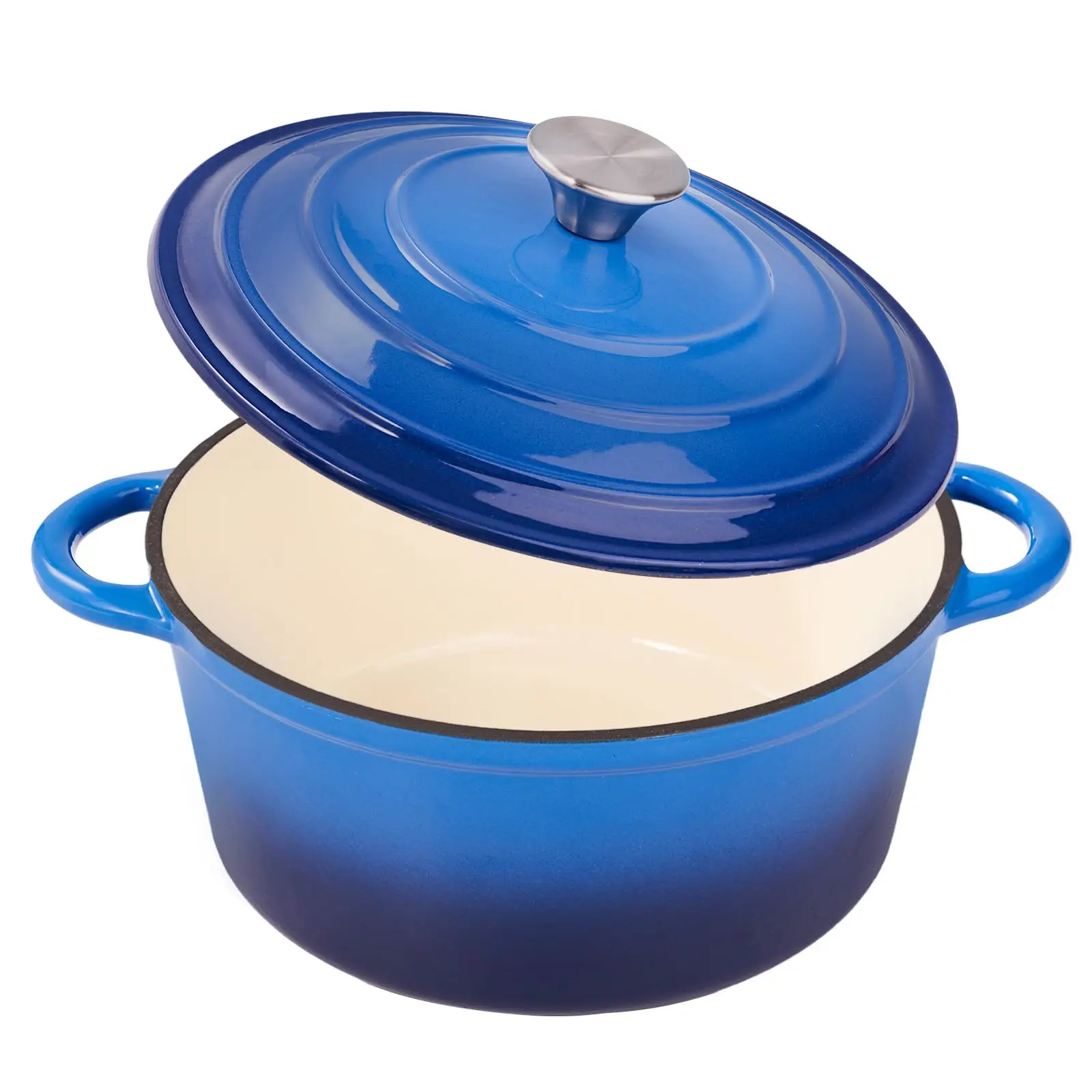 4.5 Quart Enameled Cast Iron Dutch Oven Pot with Lid, Dual Handle for Bread Baking, Pre-Seasoned Cookware, Heavy-Duty, Oven Safe up to 500° F, Non-stick & Applicable All Cookings, Blue Induction Multicolor