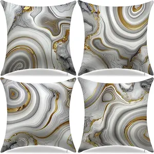 Marble Pattern Cushion Cover, 4 Counts/set Modern Throw Pillow Cover, Household Decoration Supplies for Home Living Room Sofa Couch