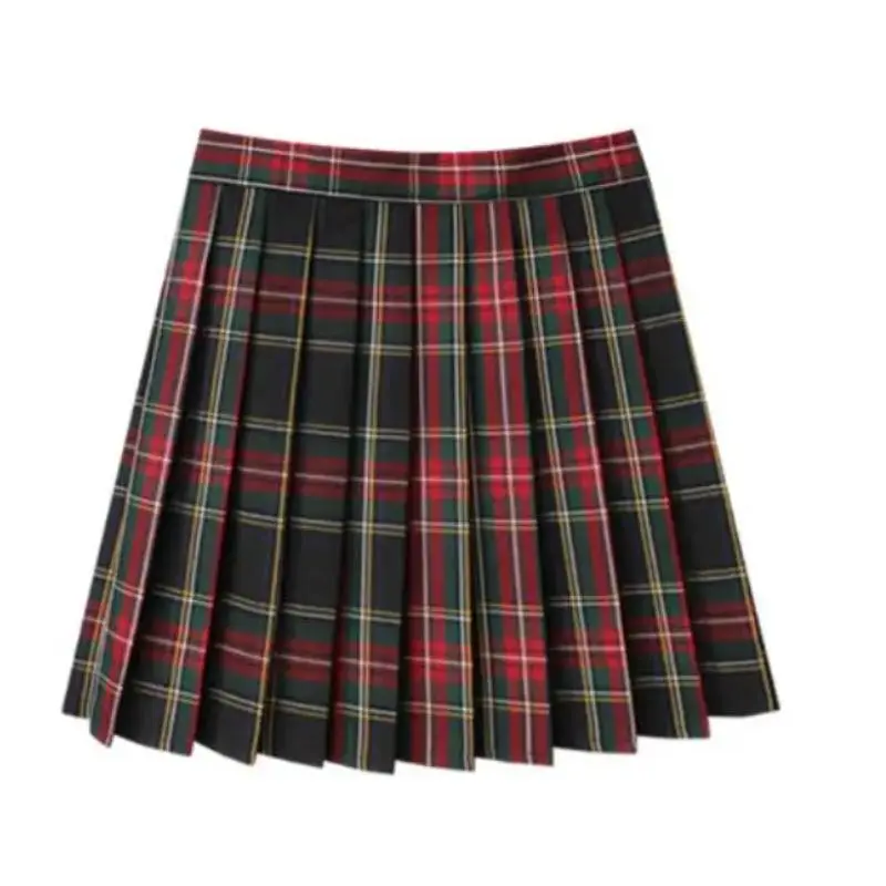 Summer Plaid Pleated Skirt With Korean Jk Skirt Uniform Japanese School Preppy A Line Mini Skirts
