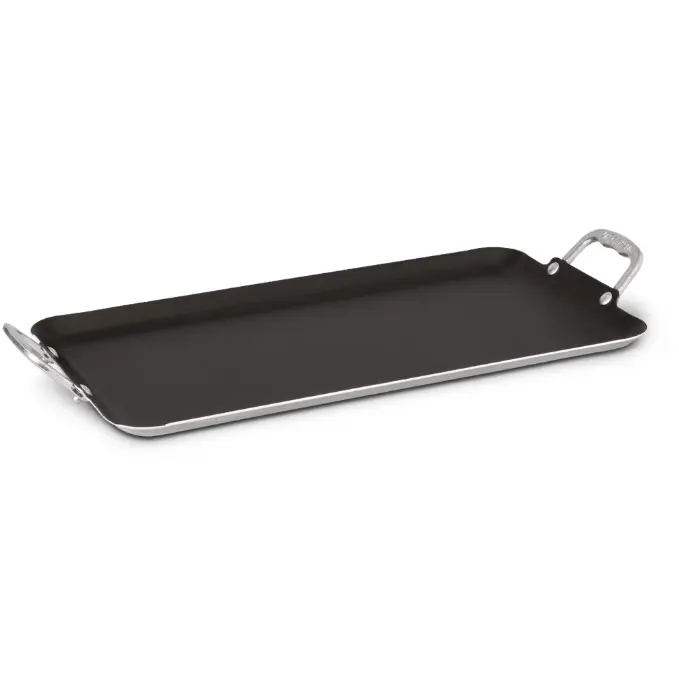Vasconia 20x11" Nonstick Double Burner Griddle, 100% Aluminum, Oven Safe 450°F, Dishwasher Safe