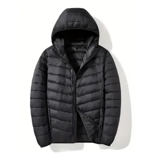 Men's Lightweight Hooded Down Jacket - Waterproof, Warm & Cozy for Winter Outdoor Activities, Casual Fit with Zip-Up FrontGift