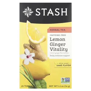 Stash Tea Herbal Tea, Lemon Ginger Vitality, Caffeine-Free, 20 Tea Bags, 1.1 oz (34 g)