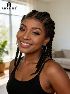 Boho Style Braided Wig, African Braid, 14 Inch Full Lace Braided Headpiece, Heat Resistant Breathable Material, Comfortable for Women