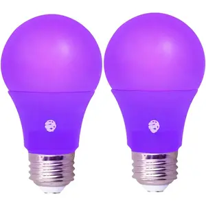 2 Pack LED A19 Purple Light Bulb - 9W (60Watt Equivalent) - E26 Base LED Purple Bulb, Party Decoration, Porch, Home Lighting, Holiday Lighting, Decorative Illumination (Purple)