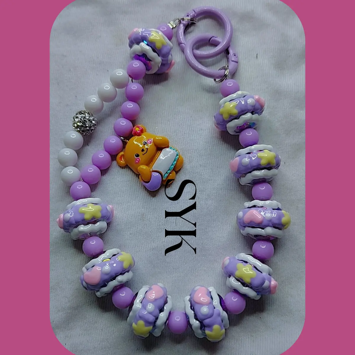 Purple Hand Painted Phone Keychain