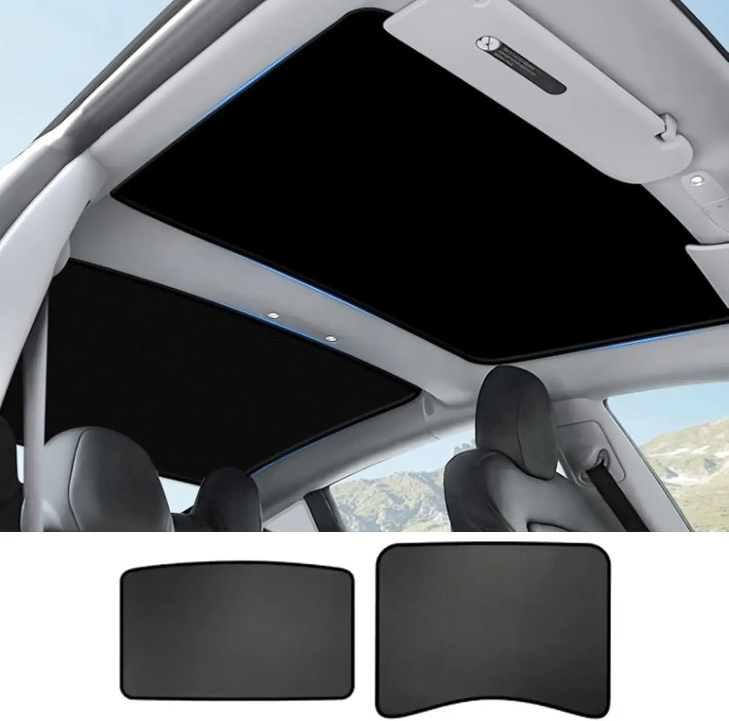 Custom Design Car Glass Sunshade for Tesla Model 3 Highland 2024-2026, Double-Layer Roof Sunroof Cover, UV Shielding Heat Blocker Sun Protection Window Shades, Does Not Fit Side Windows, Black,car accessories